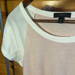J CREW Pink White Raglan Short Sleeve Colorblock Tee ⚾️